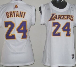 Los Angeles Lakers #24 Kobe Bryant White Womens Jersey