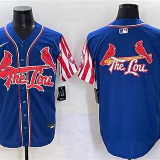 Men's St. Louis Cardinals Team Big Logo Royal Independence Day Vapor Premier Limited Stitched Baseball Jerseys