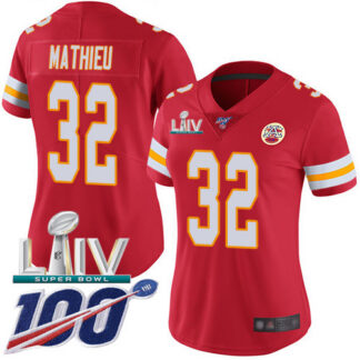 Nike Kansas City Chiefs #32 Tyrann Mathieu Red Super Bowl LIV 2020 Team Color Women’s Stitched NFL 100th Season Vap...