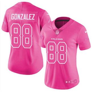 Nike Atlanta Falcons #88 Tony Gonzalez Pink Women's NFL Limited Rush Fashion Jersey DingZhi