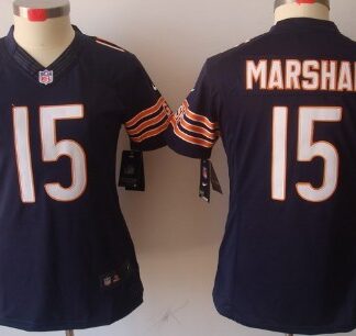 Nike Chicago Bears #15 Brandon Marshall Blue Limited Womens Jersey