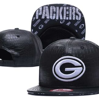 Packers Fresh Logo Black Leather Adjustable Hat GS