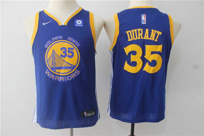 Youth Nike Golden State Warriors #35 Kevin Durant Blue Swingman Stitched NBA Jersey