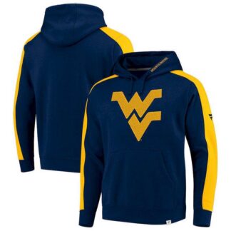 Men's West Virginia Mountaineers Fanatics Branded Iconic Colorblocked Fleece Pullover Hoodie Navy