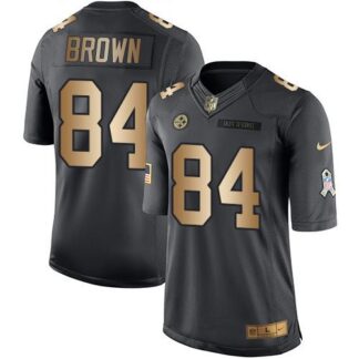 Breathable Nike Steelers #84 Antonio Brown Black Stitched NFL Limited Gold Salute to Service Jersey for game day