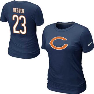 Womens Nike Chicago Bears #23 Devin Hester Name x26 Number D.Blue T-Shirt