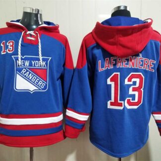 Rangers 13 Alexis Lafreniere Blue All Stitched Pullover Hoodie