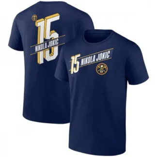 Men's Denver Nuggets #15 Nikola Jokic Navy Name & Number T-Shirt 94RC