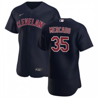 Cleveland Indians #35 Oscar Mercado Men’s Nike Navy Alternate 2020 Authentic Player MLB Jersey