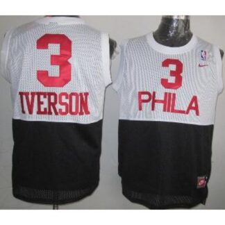 Philadelphia 76ers 3 Allen Iverson White Black NBA Jerseys Cheap
