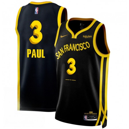 Men's Golden State Warriors #3 Chris Paul Black 2023/24 City Edition Stitched Basketball Jersey A4YZ