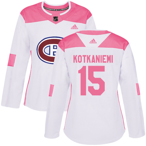 Adidas Montreal Canadiens #15 Jesperi Kotkaniemi White/Pink Authentic Fashion Women’s Stitched NHL Jersey