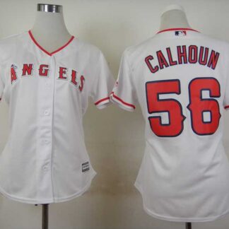 Womens Los Angeles Angels Of Anaheim #56 Kole Calhoun 2015 White Cool Base Jerseys