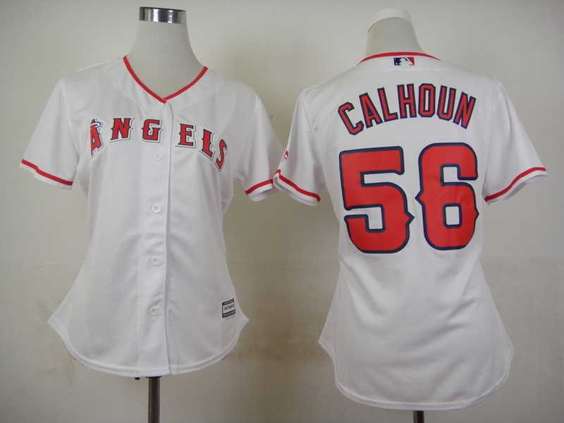 Womens Los Angeles Angels Of Anaheim #56 Kole Calhoun 2015 White Cool Base Jerseys