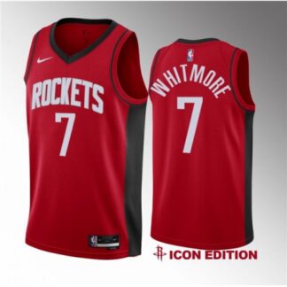 Breathable Men's Houston Rockets #7 Cam Whitmore Red 2023 Draft Icon Edition Stitched Basketball Jersey for game day