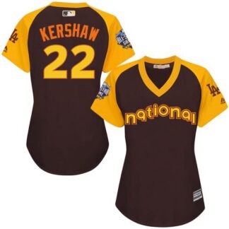 Los Angeles Dodgers #22 Clayton Kershaw Brown 2016 All-Star National League Women’s Stitched MLB Jersey