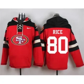49ers #80 Jerry Rice Red Player Pullover NFL Hoodie
