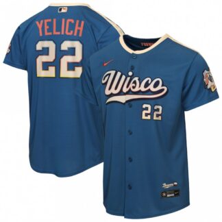 Breathable Christian Yelich Milwaukee Brewers Nike Youth 2026 City Connect Stadium Jersey - Mineral Blue for game day