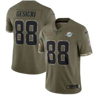 Men's Miami Dolphins #88 Mike Gesicki 2022 Olive Salute To Service Limited Stitched Jersey