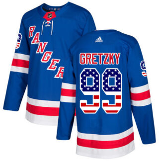Adidas New York Rangers #99 Wayne Gretzky Royal Blue Home Authentic USA Flag Stitched Youth NHL Jersey