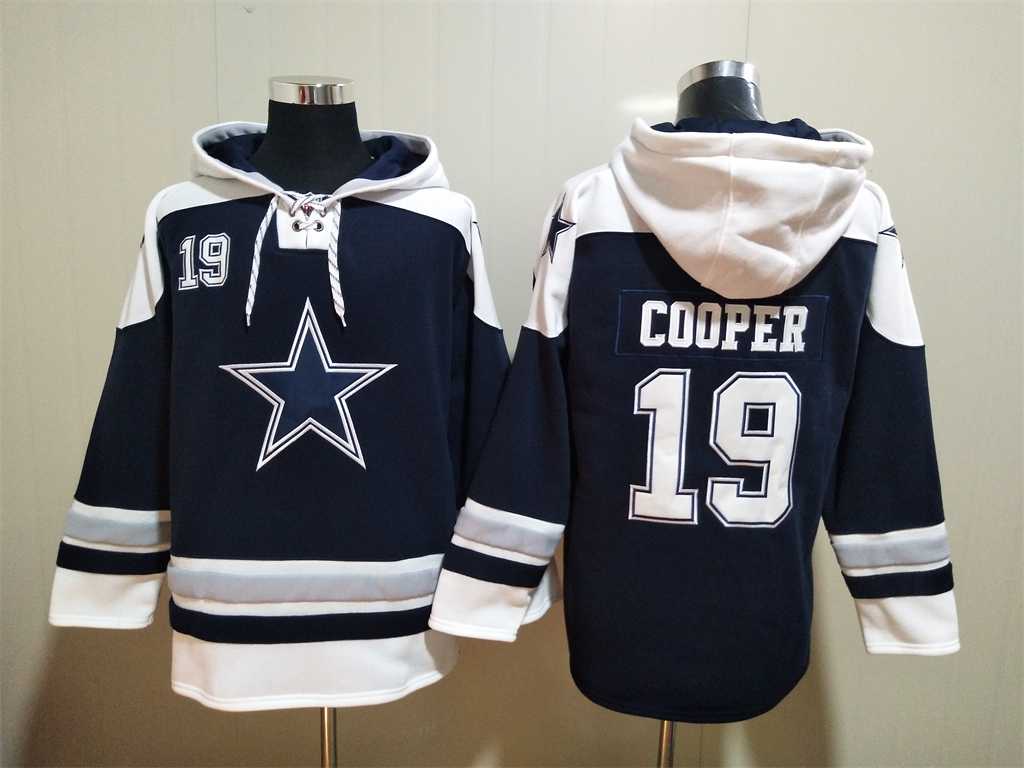 Cowboys 19 Amari Cooper Navy Blue All Stitched Sweatshirt Hoodie