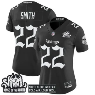 Women's Minnesota Vikings #22 Harrison Smith Black 2025 Kings of the North Patch "Gothic Norseblood Edition" Vapor...