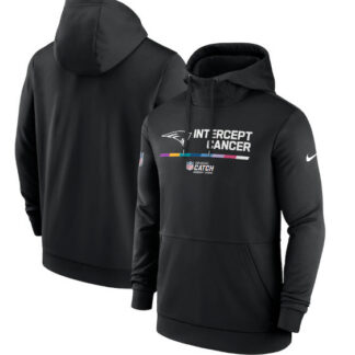 Breathable Men's New England Patriots 2022 Black Crucial Catch Therma Performance Pullover Hoodie for game day