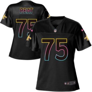 Nike New Orleans Saints #75 Andrus Peat Black Women’s NFL Fashion Game Jersey