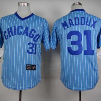 Breathable Chicago Cubs #31 Greg Maddux Blue Pinstripe Throwback Pullover Jerseys for game day