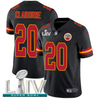 Nike Kansas City Chiefs #20 Morris Claiborne Black Super Bowl LIV 2020 Men’s Stitched NFL Limited Rush Jersey