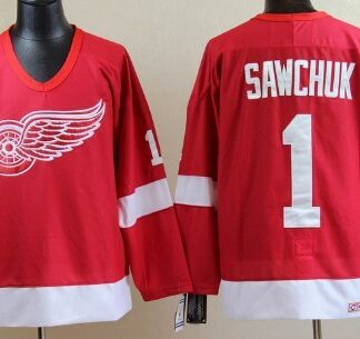 Detroit Red Wings #1 Terry Sawchuk Red Throwback CCM Jersey