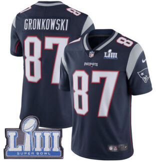 Breathable Nike New England Patriots #87 Rob Gronkowski Navy Blue Team Color Super Bowl LIII Bound Men’s Stitched NFL Vapor Un... for game day