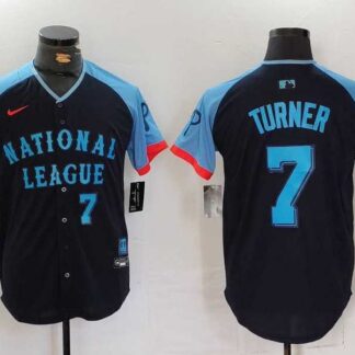 Men's Philadelphia Phillies #7 Trea Turner Number Navy 2024 All Star Limited Stitched Jersey