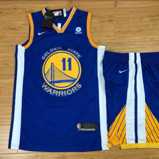 Nike Golden State Warriors #11 Klay Thompson Blue Swingman Stitched NBA Jersey(With Shorts)