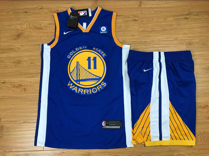 Nike Golden State Warriors #11 Klay Thompson Blue Swingman Stitched NBA Jersey(With Shorts)