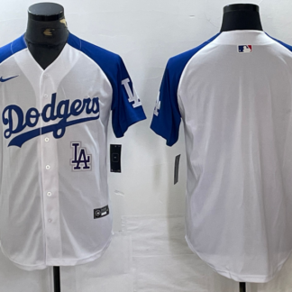 Men's Los Angeles Dodgers Blank White Blue Fashion Stitched Cool Base Limited Jersey