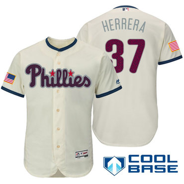 Men's Philadelphia Phillies #37 Odubel Herrera Cream Stars & Stripes Fashion Independence Day Stitched MLB Majestic...