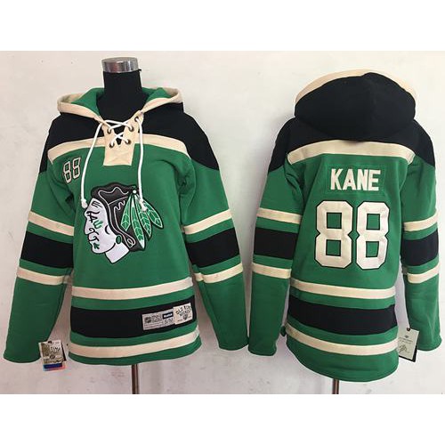 Chicago Blackhawks #88 Patrick Kane Green Sawyer Hooded Sweatshirt Stitched Youth NHL Jersey