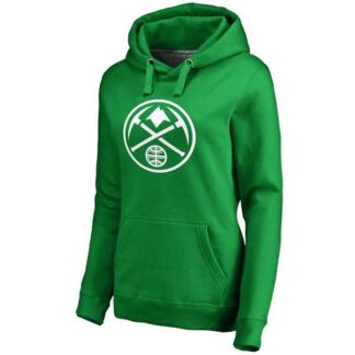 Women's Denver Nuggets Fanatics Branded Kelly Green St. Patrick's Day White Logo Pullover Hoodie FengYun