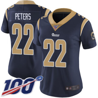 Nike Los Angeles Rams #22 Marcus Peters Navy Blue Team Color Women’s Stitched NFL 100th Season Vapor Limited Jersey