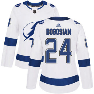 Adidas Tampa Bay Lightning #24 Zach Bogosian White Road Authentic Women’s Stitched NHL Jersey
