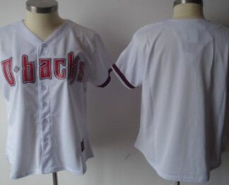 Arizona Diamondbacks Blank White With Red Womens Jersey