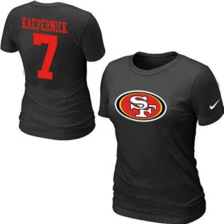 Womens Nike San Francisco 49ers #7 Kaepernick Name x26 Number Black T-Shirt