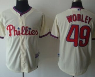 Philadelphia Phillies #49 worley light yellow Jerseyss