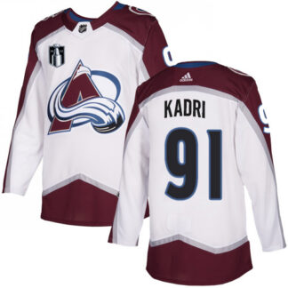 Adidas Colorado Avalanche #91 Nazem Kadri White Youth 2022 Stanley Cup Final Patch Road Authentic Stitched NHL Jers...
