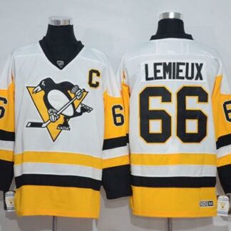 Penguins #66 Mario Lemieux White New Away Stitched NHL Jersey