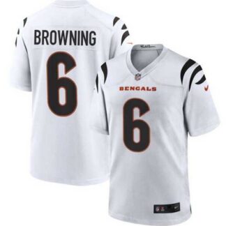 Men & Women & Youth Cincinnati Bengals #6 Jake Browning White Stitched Game Jersey