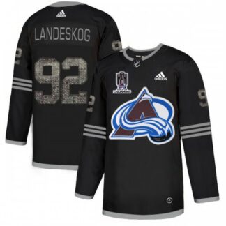 Adidas Colorado Avalanche #92 Gabriel Landeskog Black Youth 2022 Stanley Cup Champions Authentic Classic Stitched N...