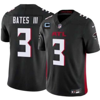 Men's Atlanta Falcons #3 Jesse Bates III Black 2025 F.U.S.E With 4-Star C Patch Vapor Untouchable Limited Stitched...