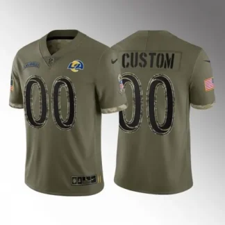 Breathable Men's Los Angeles Rams Customized Olive 2022 Salute To Service Limited Stitched Jersey for game day